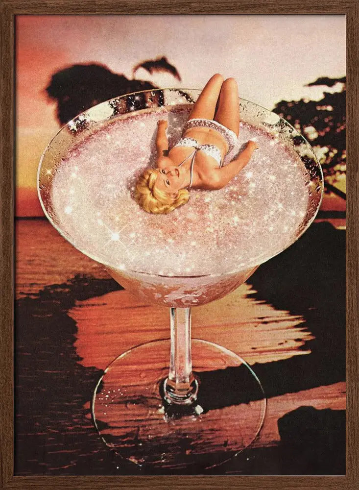 Glitter Pink Margarita - Stretched Canvas, Poster or Fine Art Print I Heart Wall Art