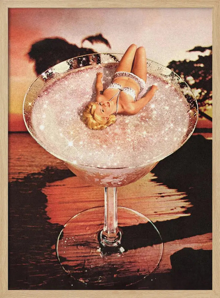 Glitter Pink Margarita - Stretched Canvas, Poster or Fine Art Print I Heart Wall Art