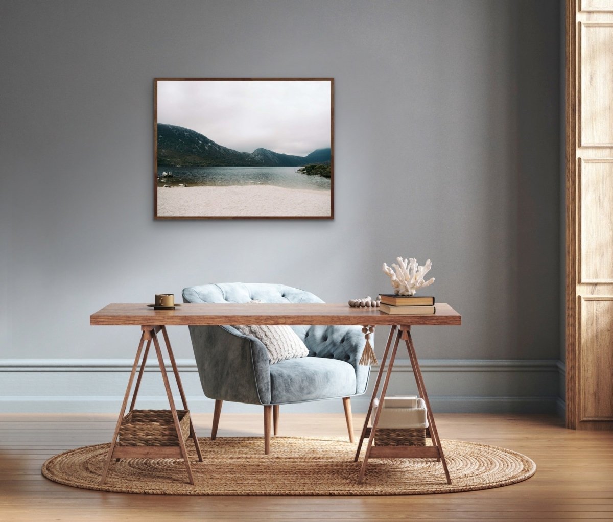 Gloomy Cradle Mountain - Lake Nature Photograph, Stretched Canvas or Wall Art Print - I Heart Wall Art - Poster Print, Canvas Print or Framed Art Print