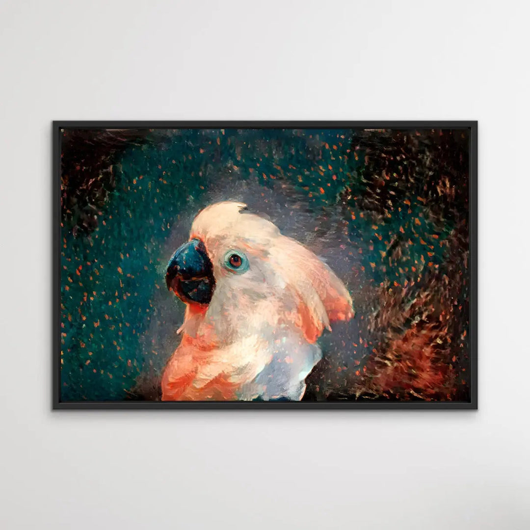 Glowing Cockatoo- Cockatoo Wall Art Print Stretched Canvas Wall Art In Style of Van Gogh I Heart Wall Art Australia 