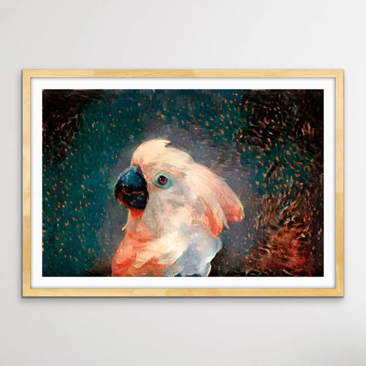 Glowing Cockatoo- Cockatoo Wall Art Print Stretched Canvas Wall Art In Style of Van Gogh I Heart Wall Art Australia 