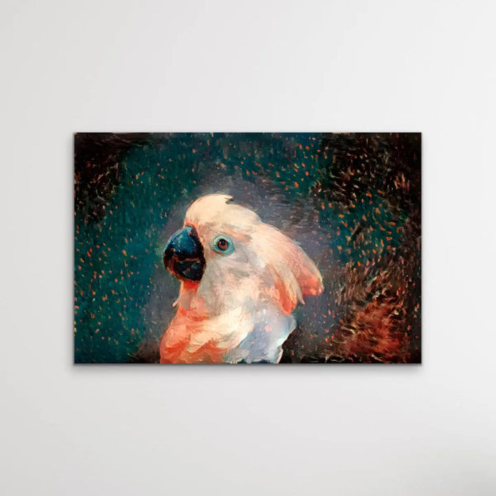 Glowing Cockatoo- Cockatoo Wall Art Print Stretched Canvas Wall Art In Style of Van Gogh I Heart Wall Art Australia 