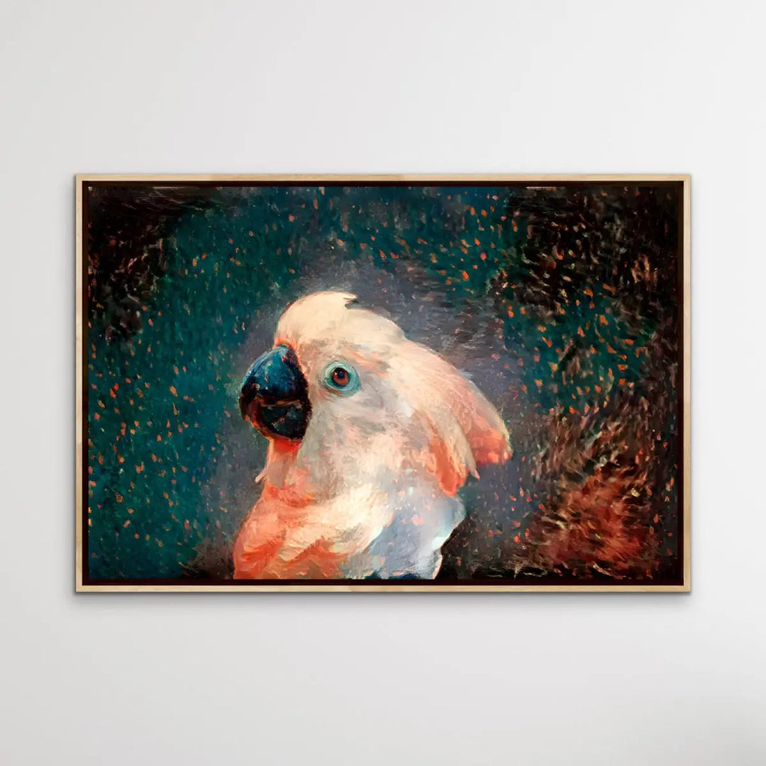 Glowing Cockatoo- Cockatoo Wall Art Print Stretched Canvas Wall Art In Style of Van Gogh I Heart Wall Art Australia 