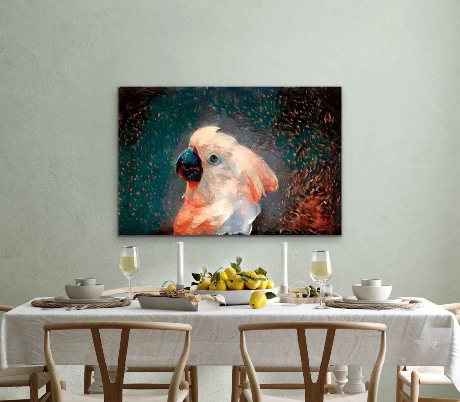 Glowing Cockatoo- Cockatoo Wall Art Print Stretched Canvas Wall Art In Style of Van Gogh I Heart Wall Art Australia 