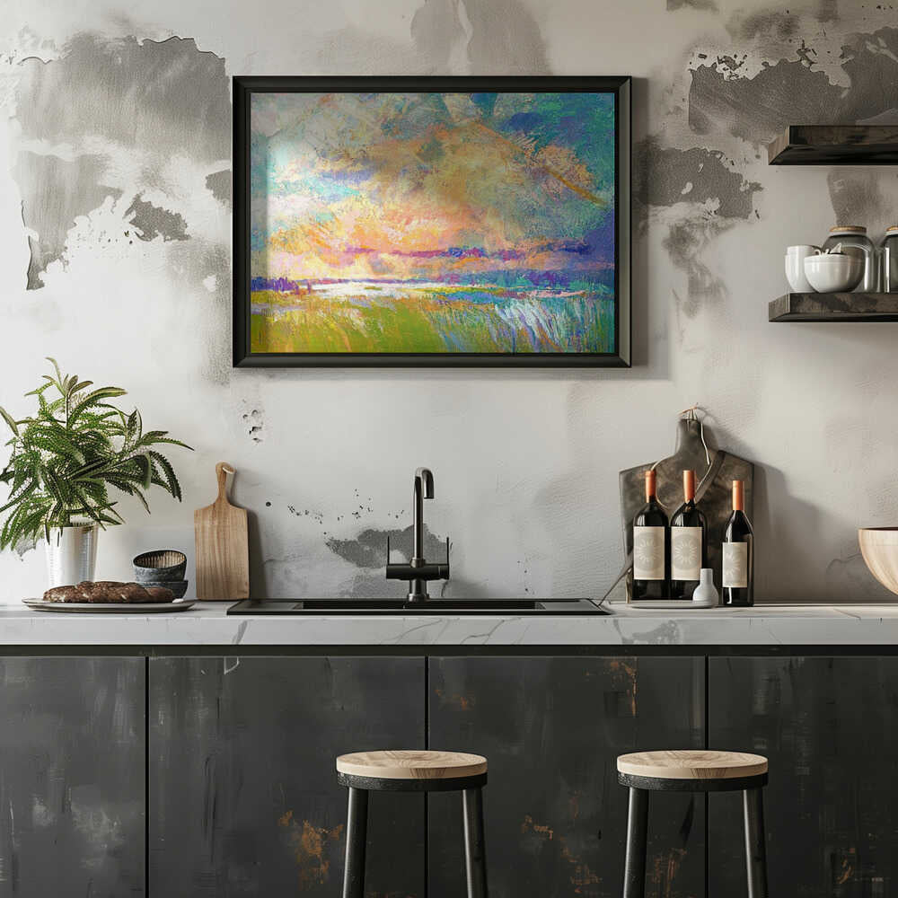 Glowing Skyline - Stretched Canvas, Poster or Fine Art Print - I Heart Wall Art - Poster Print, Canvas Print or Framed Art Print