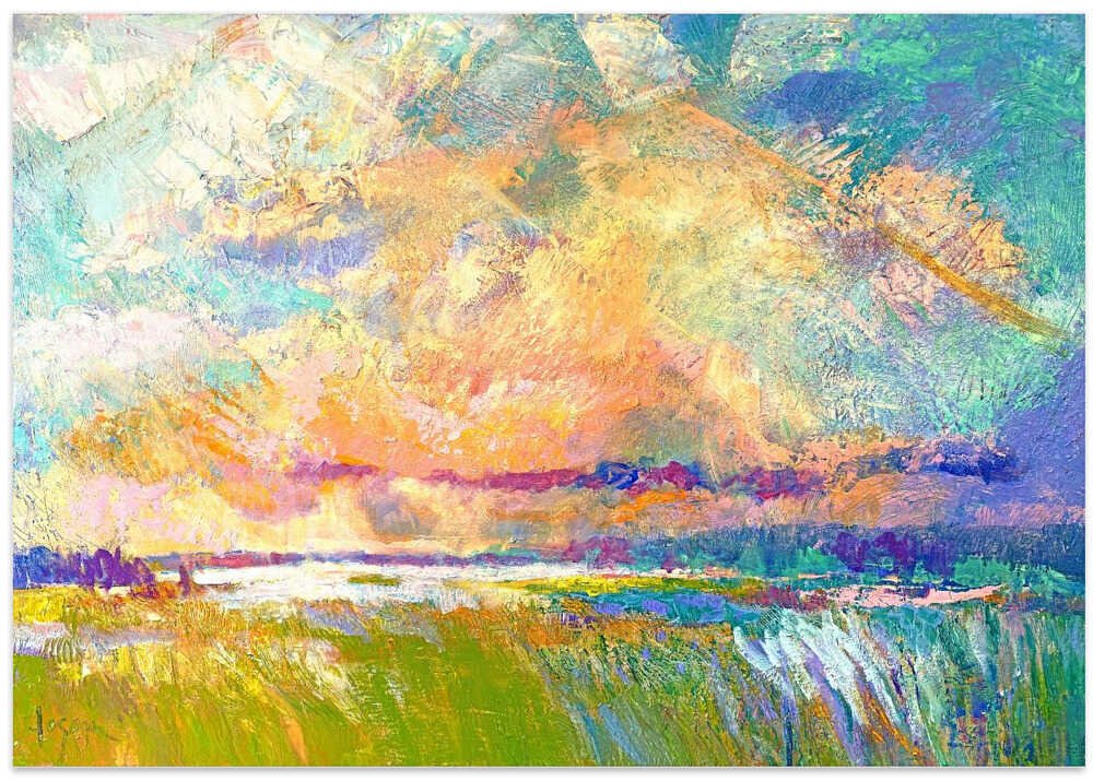 Glowing Skyline - Stretched Canvas, Poster or Fine Art Print - I Heart Wall Art - Poster Print, Canvas Print or Framed Art Print