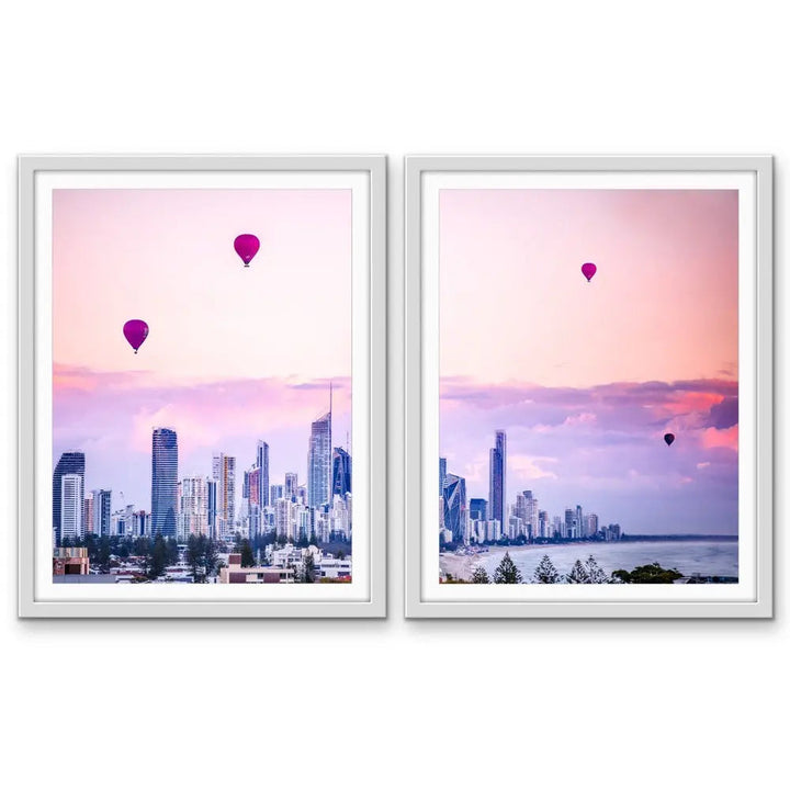 Gold Coast Hot Air Balloons - Hot Air Balloons Over Gold Coast Sunrise I Heart Wall Art Australia 