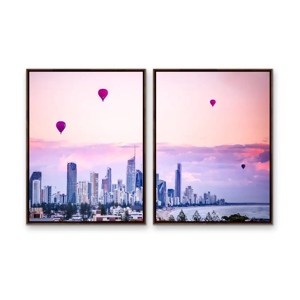 Gold Coast Hot Air Balloons - Hot Air Balloons Over Gold Coast Sunrise I Heart Wall Art Australia 