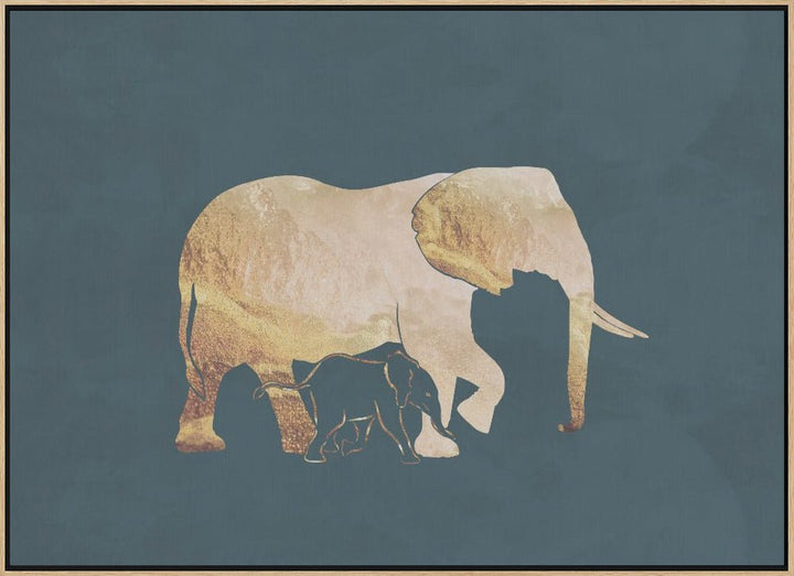 Gold Elephants Turquoise - Stretched Canvas, Poster or Fine Art Print - I Heart Wall Art - Poster Print, Canvas Print or Framed Art Print