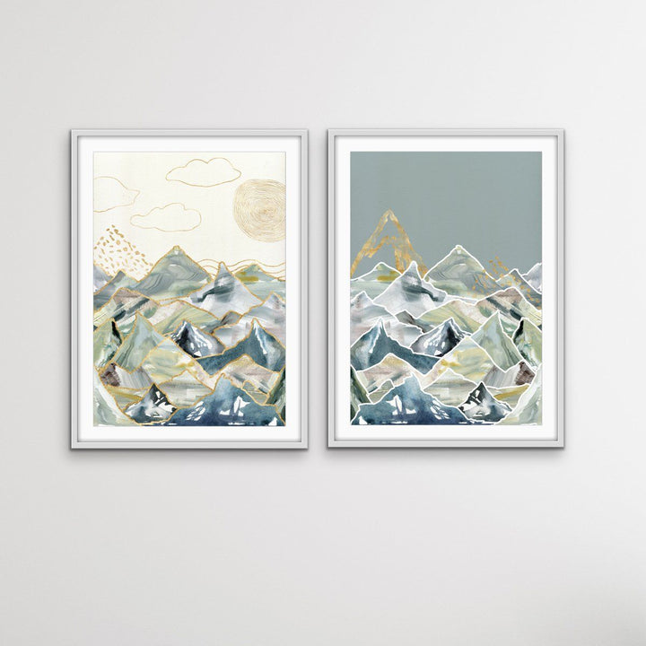 Gold Mountain - Two Piece Gold Landscape Print Set Diptych - I Heart Wall Art