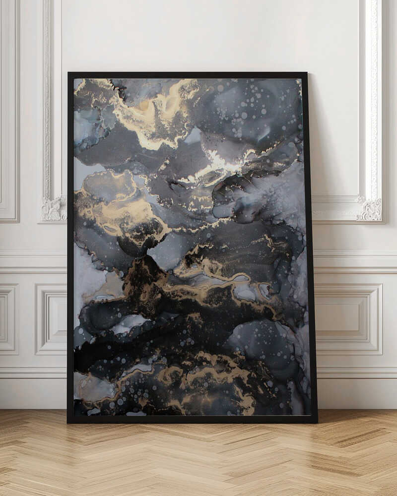 Golden Abstract Ink Flow - Stretched Canvas, Poster or Fine Art Print - I Heart Wall Art - Poster Print, Canvas Print or Framed Art Print
