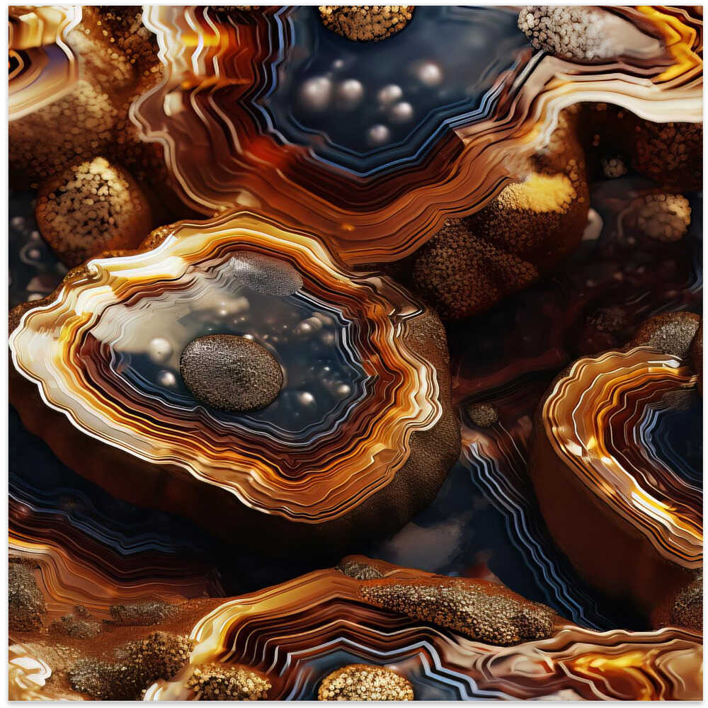 Golden Agate Layers - Square Stretched Canvas, Poster or Fine Art Print - I Heart Wall Art - Poster Print, Canvas Print or Framed Art Print