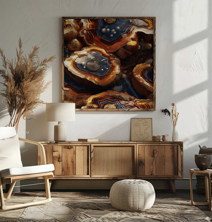 Golden Agate Layers - Square Stretched Canvas, Poster or Fine Art Print - I Heart Wall Art - Poster Print, Canvas Print or Framed Art Print