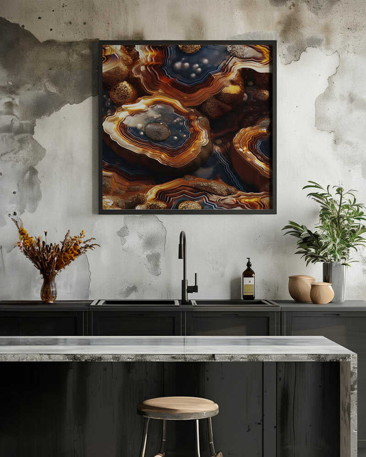 Golden Agate Layers - Square Stretched Canvas, Poster or Fine Art Print - I Heart Wall Art - Poster Print, Canvas Print or Framed Art Print