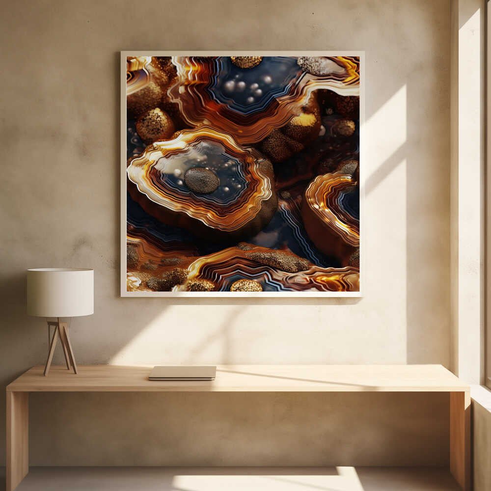 Golden Agate Layers - Square Stretched Canvas, Poster or Fine Art Print - I Heart Wall Art - Poster Print, Canvas Print or Framed Art Print