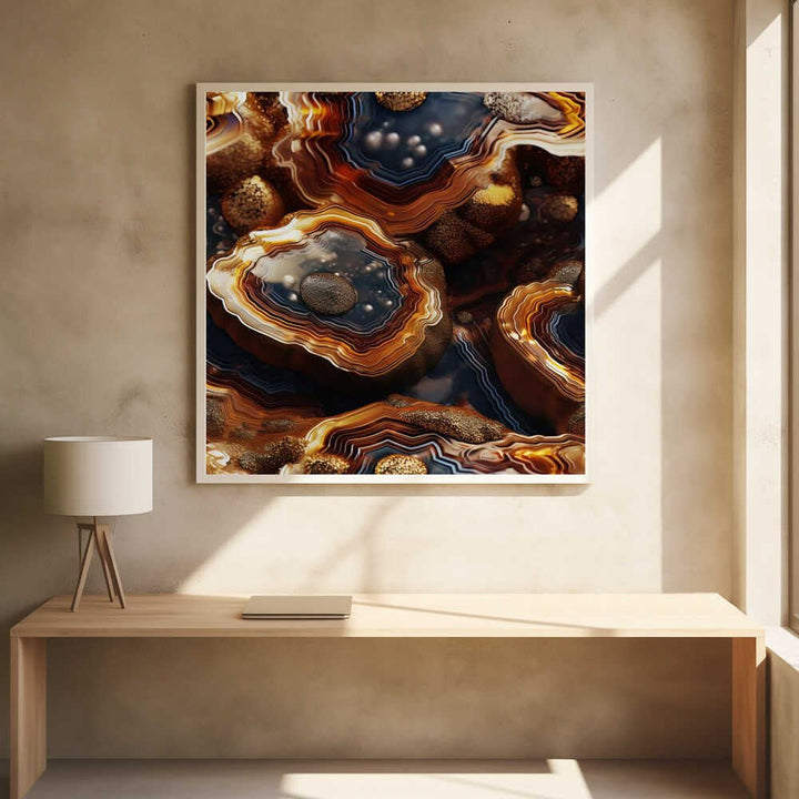 Golden Agate Layers - Square Stretched Canvas, Poster or Fine Art Print - I Heart Wall Art - Poster Print, Canvas Print or Framed Art Print