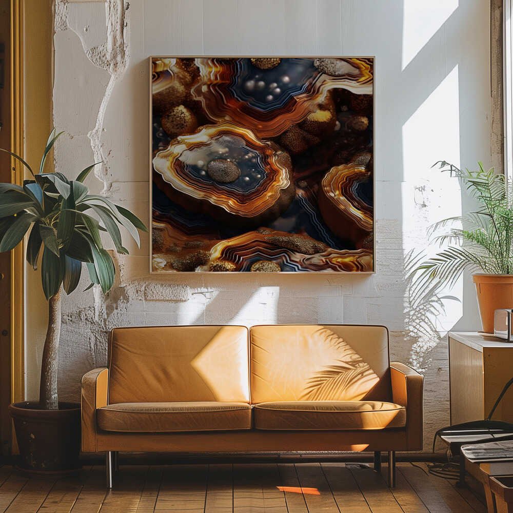 Golden Agate Layers - Square Stretched Canvas, Poster or Fine Art Print - I Heart Wall Art - Poster Print, Canvas Print or Framed Art Print