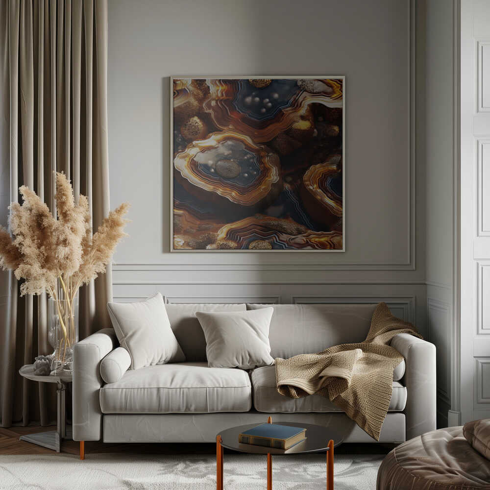 Golden Agate Layers - Square Stretched Canvas, Poster or Fine Art Print - I Heart Wall Art - Poster Print, Canvas Print or Framed Art Print