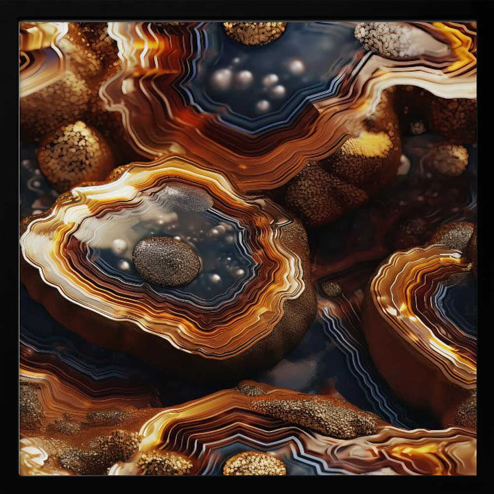 Golden Agate Layers - Square Stretched Canvas, Poster or Fine Art Print - I Heart Wall Art - Poster Print, Canvas Print or Framed Art Print