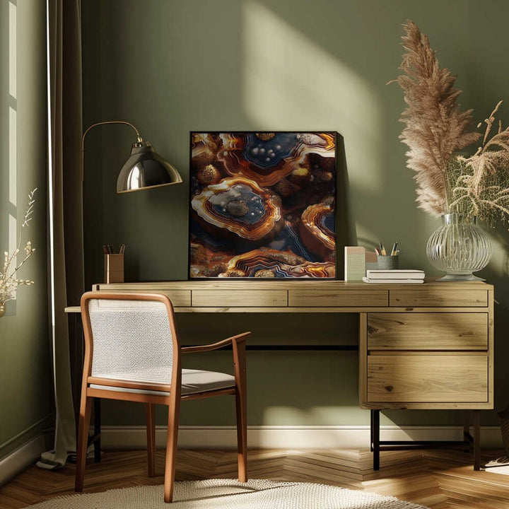 Golden Agate Layers - Square Stretched Canvas, Poster or Fine Art Print - I Heart Wall Art - Poster Print, Canvas Print or Framed Art Print