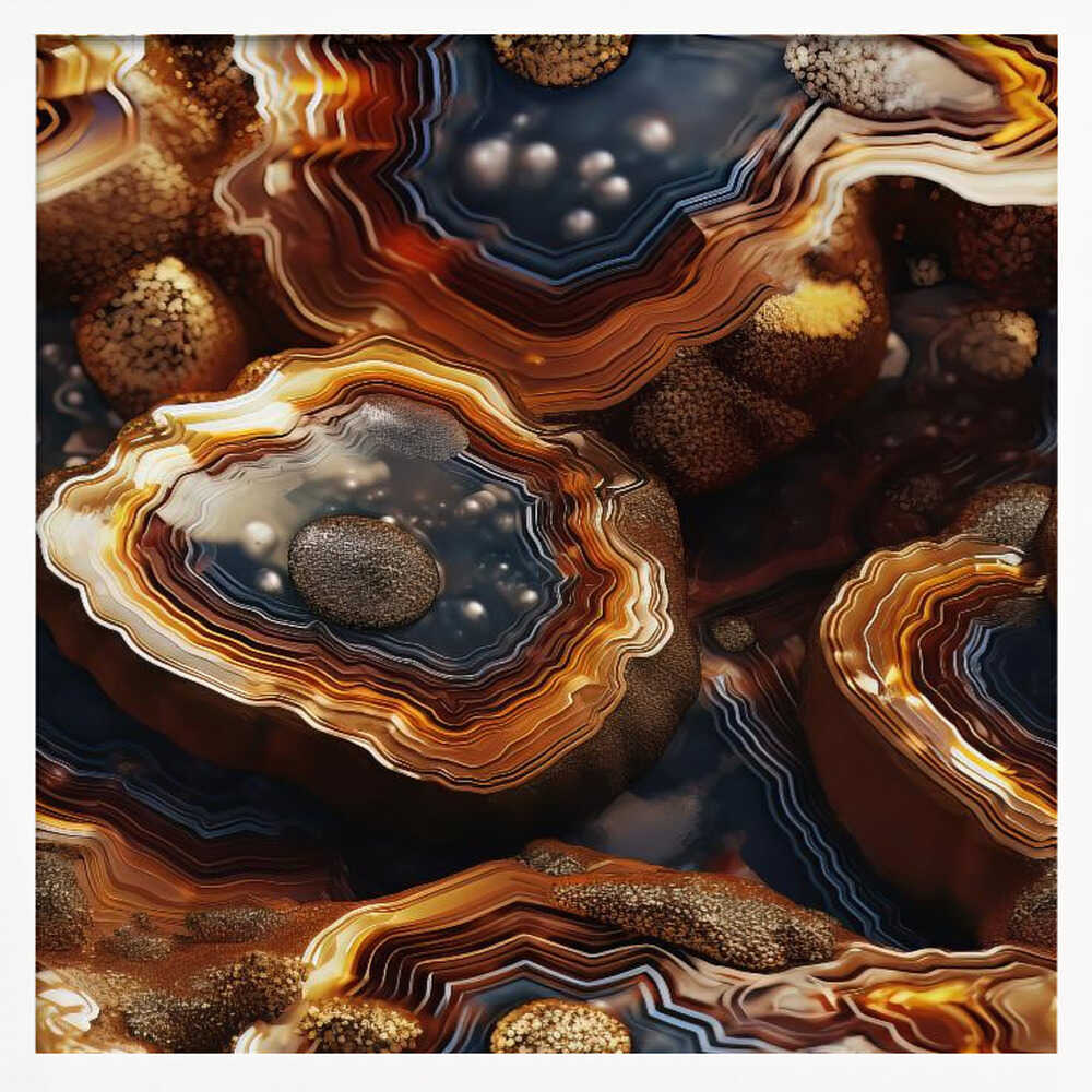 Golden Agate Layers - Square Stretched Canvas, Poster or Fine Art Print - I Heart Wall Art - Poster Print, Canvas Print or Framed Art Print