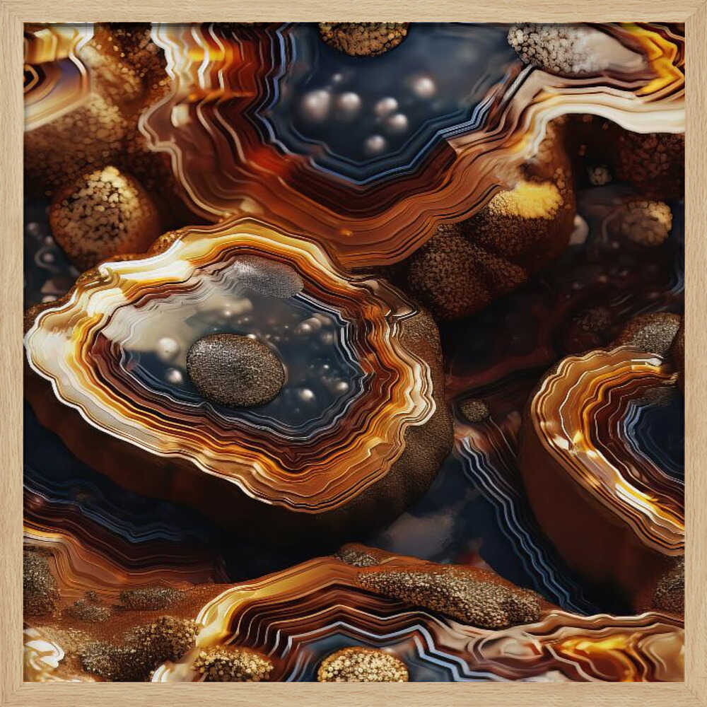 Golden Agate Layers - Square Stretched Canvas, Poster or Fine Art Print - I Heart Wall Art - Poster Print, Canvas Print or Framed Art Print