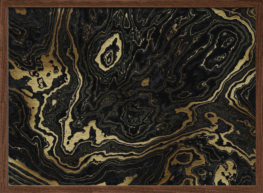 Golden Black Marble Abstract - Stretched Canvas, Poster or Fine Art Print - I Heart Wall Art - Poster Print, Canvas Print or Framed Art Print