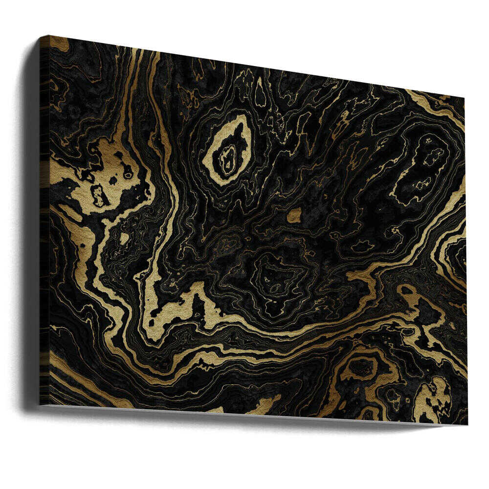 Golden Black Marble Abstract - Stretched Canvas, Poster or Fine Art Print - I Heart Wall Art - Poster Print, Canvas Print or Framed Art Print