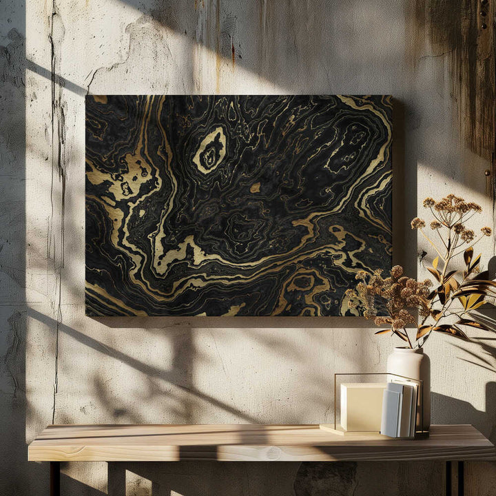 Golden Black Marble Abstract - Stretched Canvas, Poster or Fine Art Print - I Heart Wall Art - Poster Print, Canvas Print or Framed Art Print