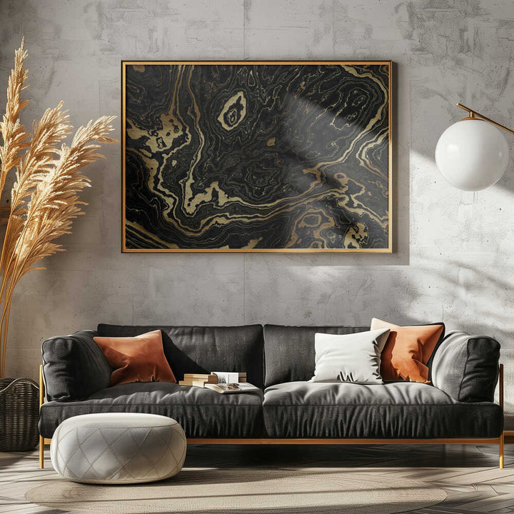 Golden Black Marble Abstract - Stretched Canvas, Poster or Fine Art Print - I Heart Wall Art - Poster Print, Canvas Print or Framed Art Print
