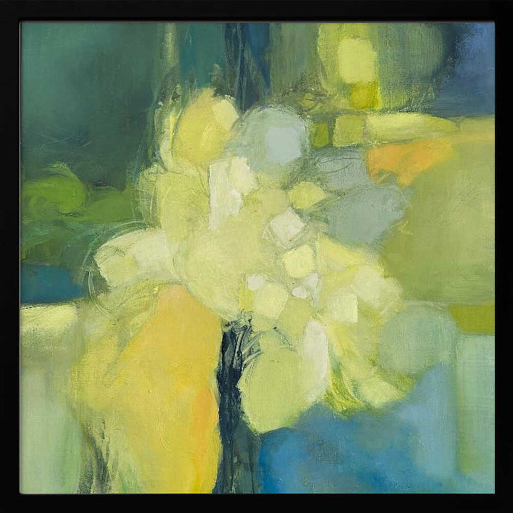 Golden Bloom Abstract - Square Stretched Canvas Poster or Fine Art Print