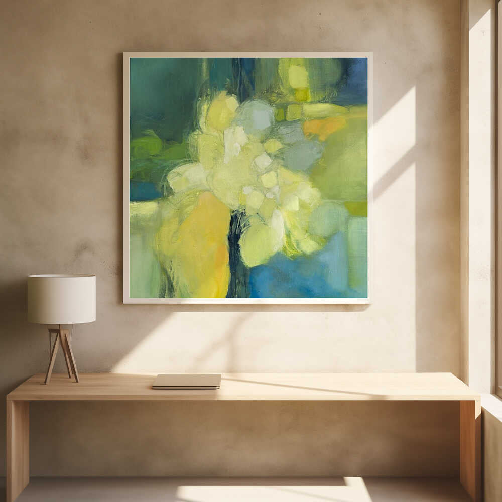 Golden Bloom Abstract - Square Stretched Canvas Poster or Fine Art Print