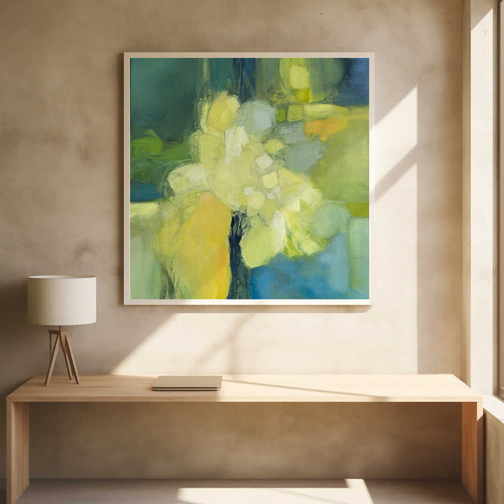 Golden Bloom Abstract - Square Stretched Canvas Poster or Fine Art Print