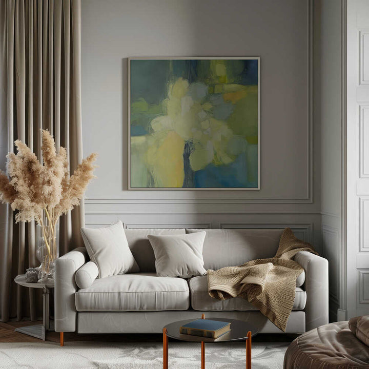 Golden Bloom Abstract - Square Stretched Canvas Poster or Fine Art Print