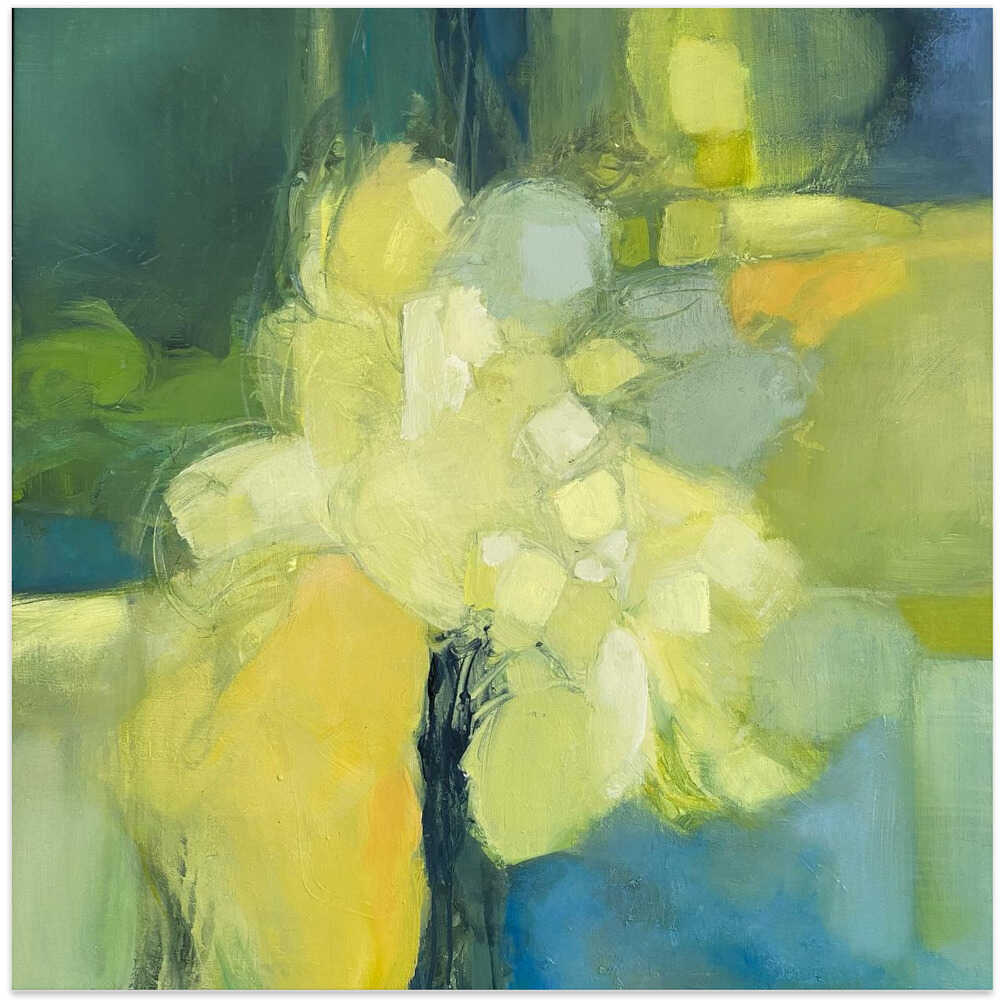 Golden Bloom Abstract - Square Stretched Canvas Poster or Fine Art Print