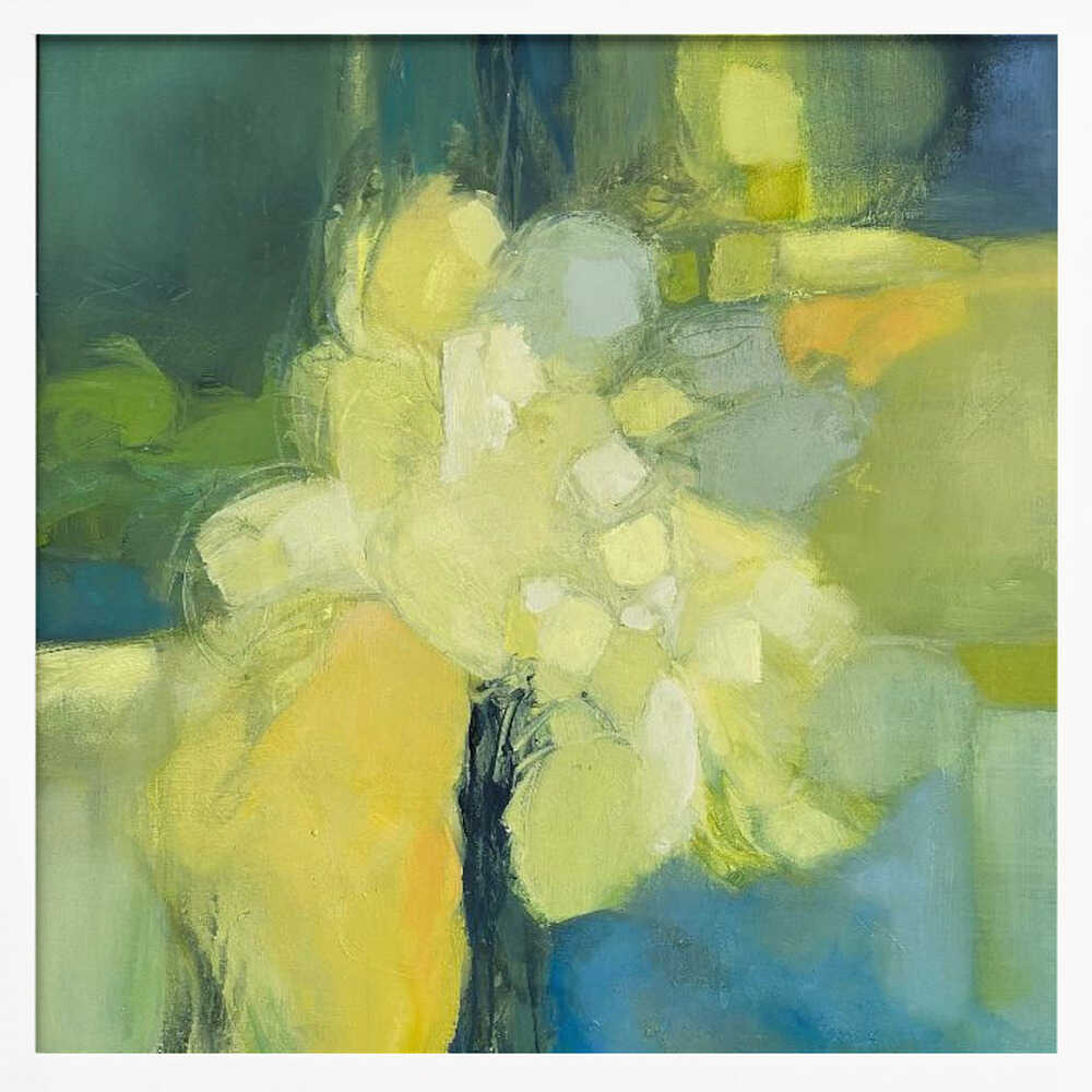 Golden Bloom Abstract - Square Stretched Canvas Poster or Fine Art Print