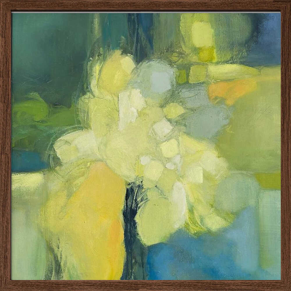 Golden Bloom Abstract - Square Stretched Canvas Poster or Fine Art Print