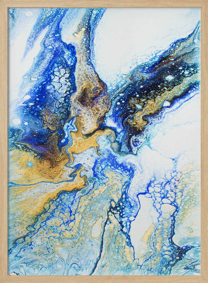 Golden Blue Flow - Stretched Canvas, Poster or Fine Art Print - I Heart Wall Art - Poster Print, Canvas Print or Framed Art Print
