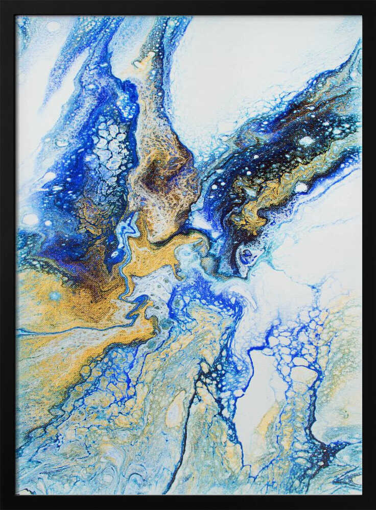 Golden Blue Flow - Stretched Canvas, Poster or Fine Art Print - I Heart Wall Art - Poster Print, Canvas Print or Framed Art Print