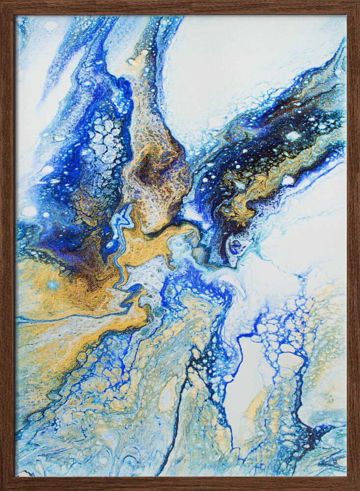 Golden Blue Flow - Stretched Canvas, Poster or Fine Art Print - I Heart Wall Art - Poster Print, Canvas Print or Framed Art Print