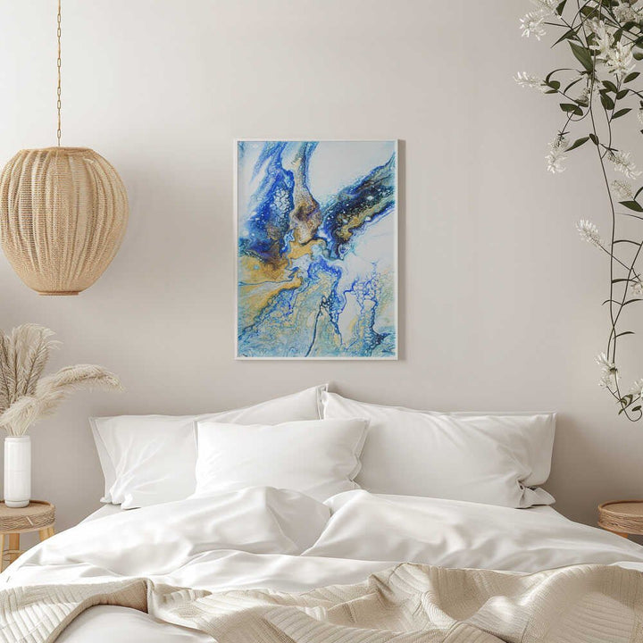 Golden Blue Flow - Stretched Canvas, Poster or Fine Art Print - I Heart Wall Art - Poster Print, Canvas Print or Framed Art Print