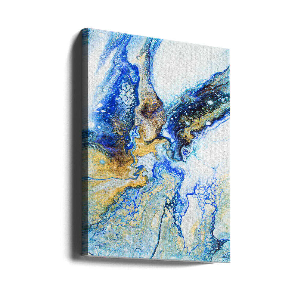 Golden Blue Flow - Stretched Canvas, Poster or Fine Art Print - I Heart Wall Art - Poster Print, Canvas Print or Framed Art Print