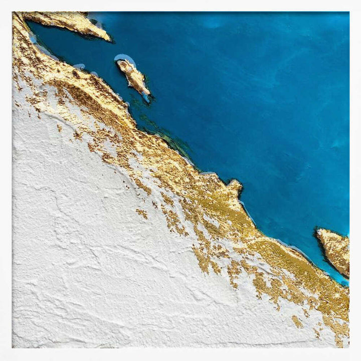 Golden Coastal Relief Map - Square Stretched Canvas, Poster or Fine Art Print - I Heart Wall Art - Poster Print, Canvas Print or Framed Art Print