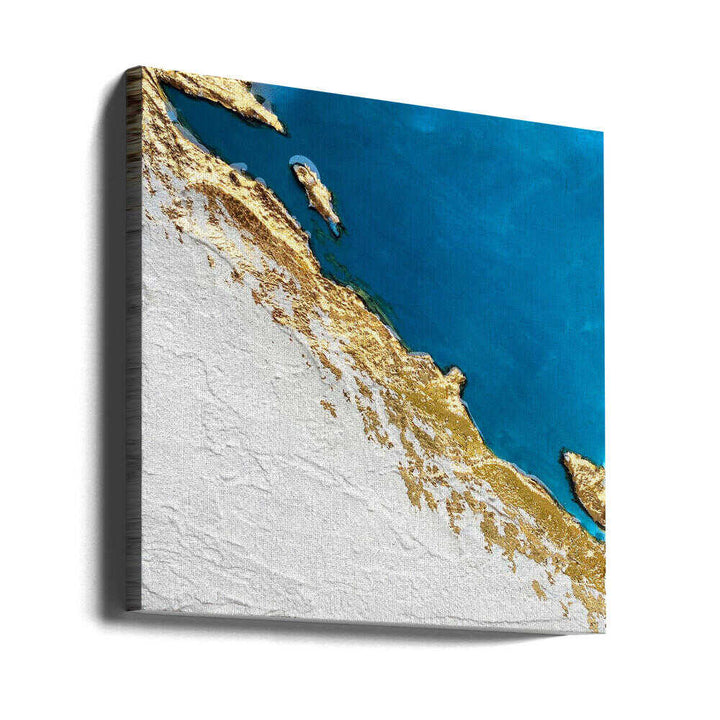 Golden Coastal Relief Map - Square Stretched Canvas, Poster or Fine Art Print - I Heart Wall Art - Poster Print, Canvas Print or Framed Art Print