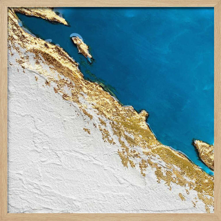 Golden Coastal Relief Map - Square Stretched Canvas, Poster or Fine Art Print - I Heart Wall Art - Poster Print, Canvas Print or Framed Art Print