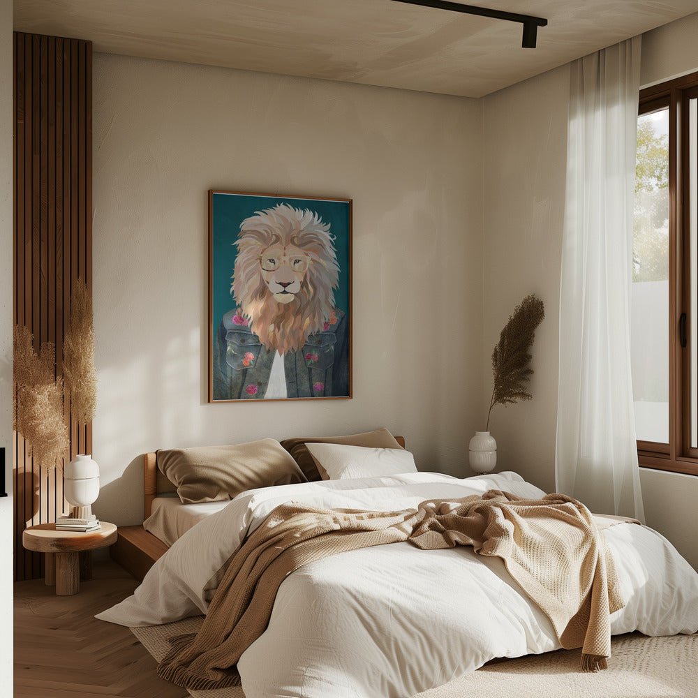 Golden fashion lion 2 - Stretched Canvas, Poster or Fine Art Print - I Heart Wall Art - Poster Print, Canvas Print or Framed Art Print
