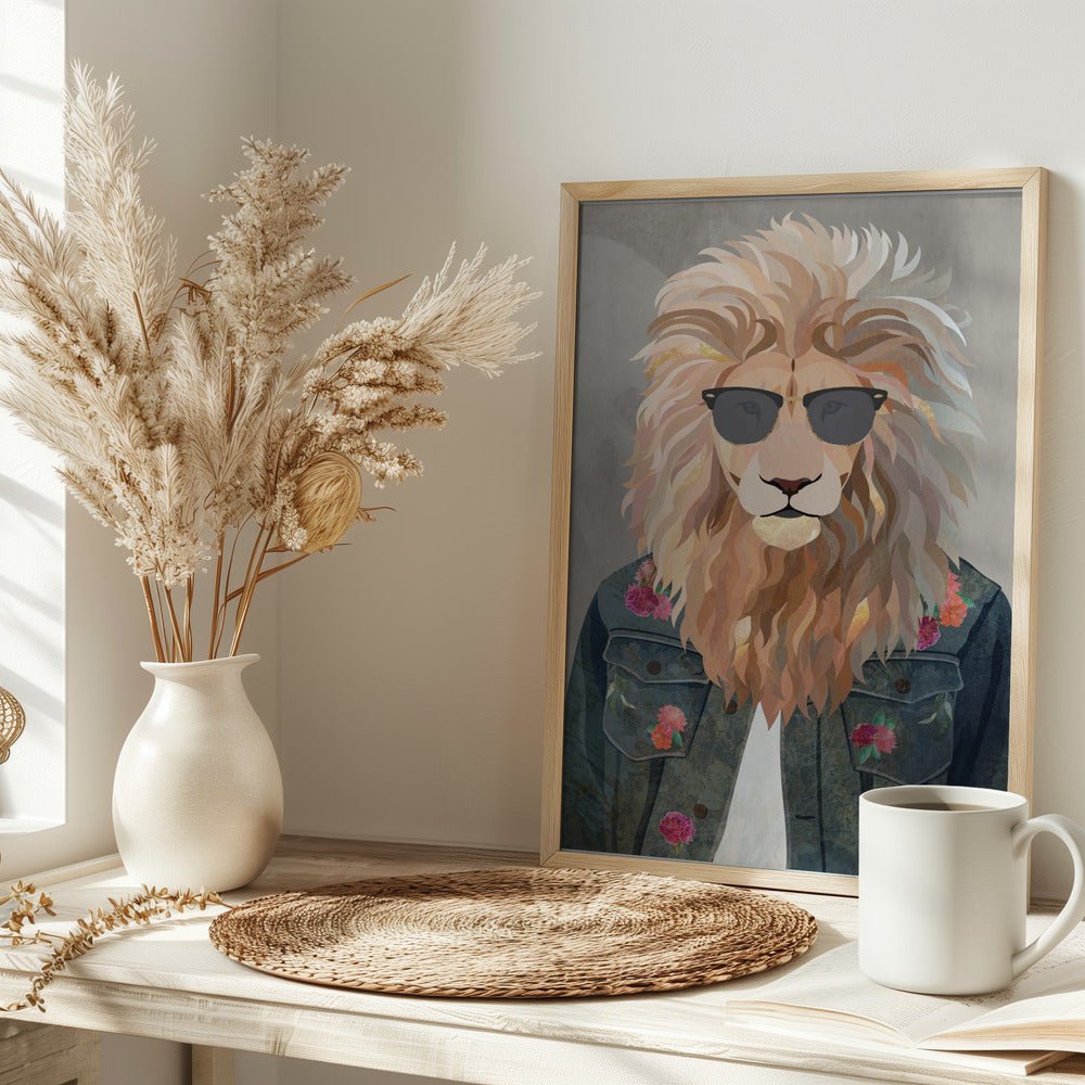 Golden fashion lion 4 - Stretched Canvas, Poster or Fine Art Print - I Heart Wall Art - Poster Print, Canvas Print or Framed Art Print