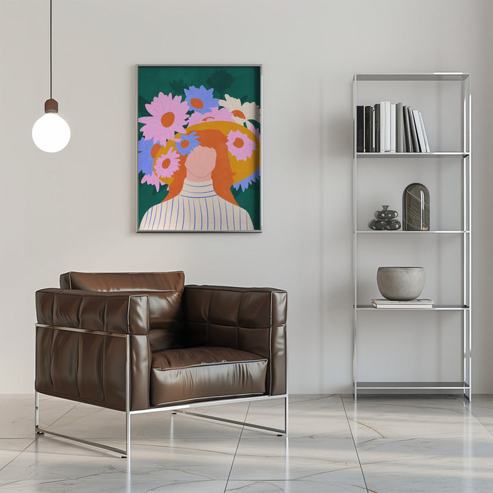 Golden Hat &amp; Wildflowers - Stretched Canvas, Poster or Fine Art Print I Heart Wall Art