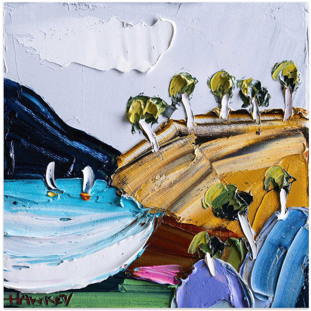 Golden Hills Sailboats - Square Stretched Canvas, Poster or Fine Art Print by Angela Hawkey - I Heart Wall Art - Poster Print, Canvas Print or Framed Art Print