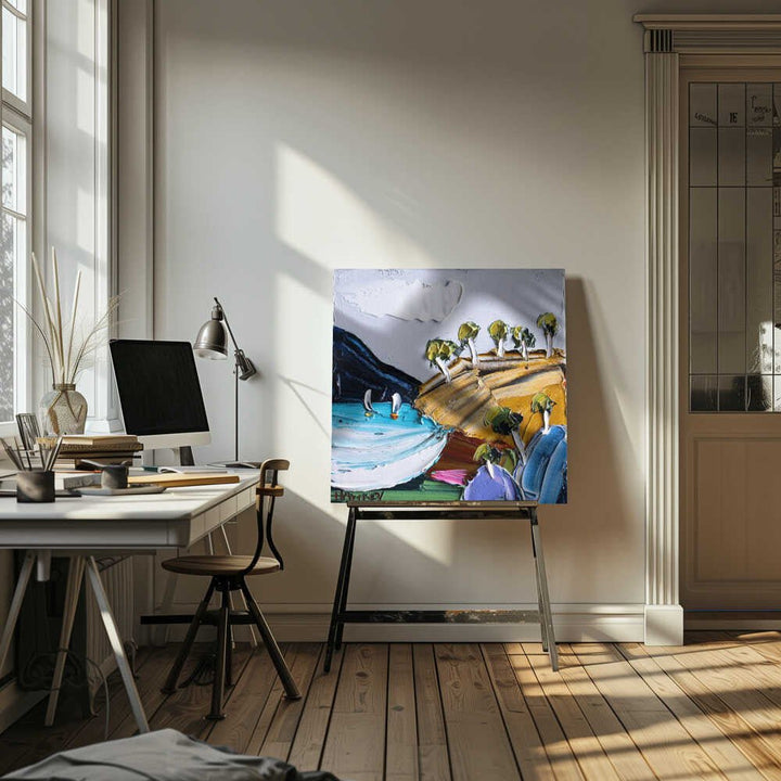Golden Hills Sailboats - Square Stretched Canvas, Poster or Fine Art Print by Angela Hawkey - I Heart Wall Art - Poster Print, Canvas Print or Framed Art Print